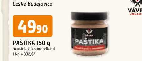 PAŠTIKA 150 g brusinková s mandlemi