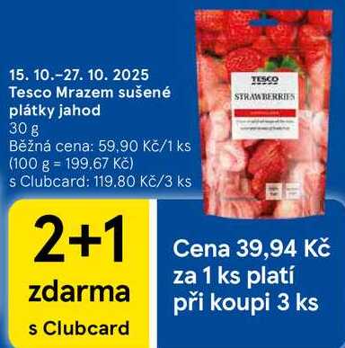 Tesco Mrazem sušené plátky jahod, 30 g 