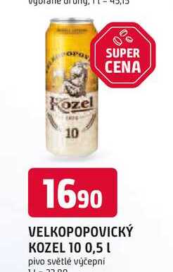 VELKOPOPOVICKÝ KOZEL 10° 0,5 L pivo světlé výčepní