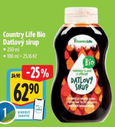 Country Life Bio Datlový sirup, 250 ml