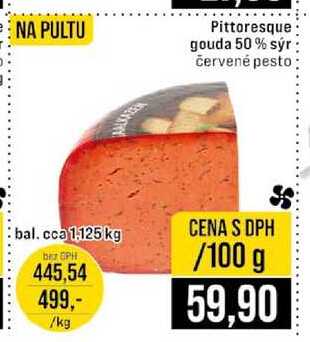 Pittoresque gouda 50% sýr červené pesto pultový prodej 100 g
