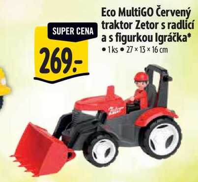 Eco MultiGO Červený traktor Zetor s radlicí a s figurkou Igráčka