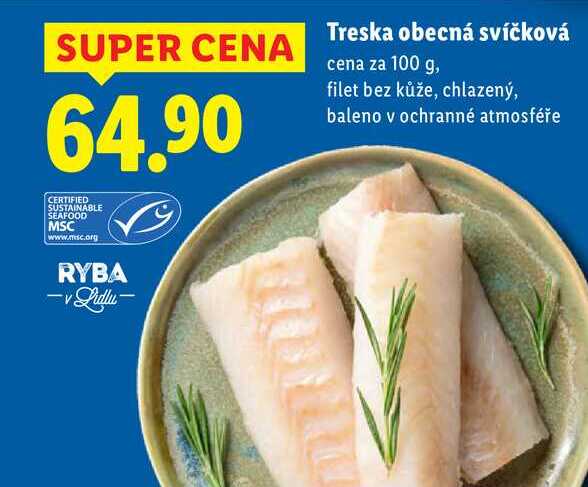 Treska obecná svíčková, cena za 100 g