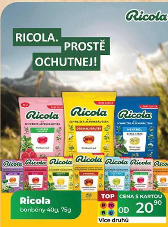 Ricola bonbóny 40g, 75g  