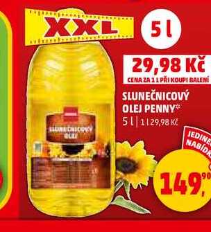 SLUNEČNICOVÝ OLEJ PENNY, 5 l