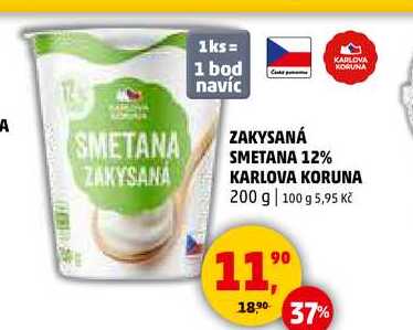 ZAKYSANÁ SMETANA 12% KARLOVA KORUNA, 200 g 
