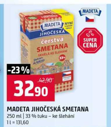 Madeta Jihočeská smetana ke šlehání 33 % 