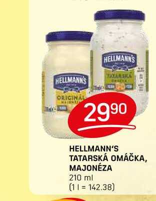 HELLMANN'S TATARSKÁ OMÁČKA, MAJONÉZA 210 ml