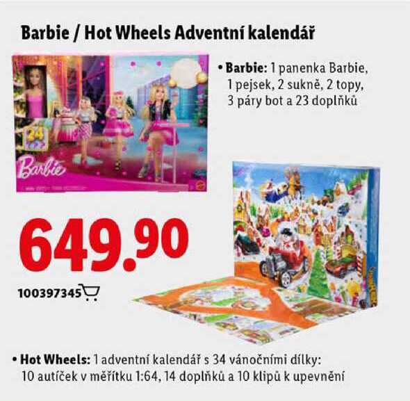 Barbie/Hot Wheels Adventní kalendář 