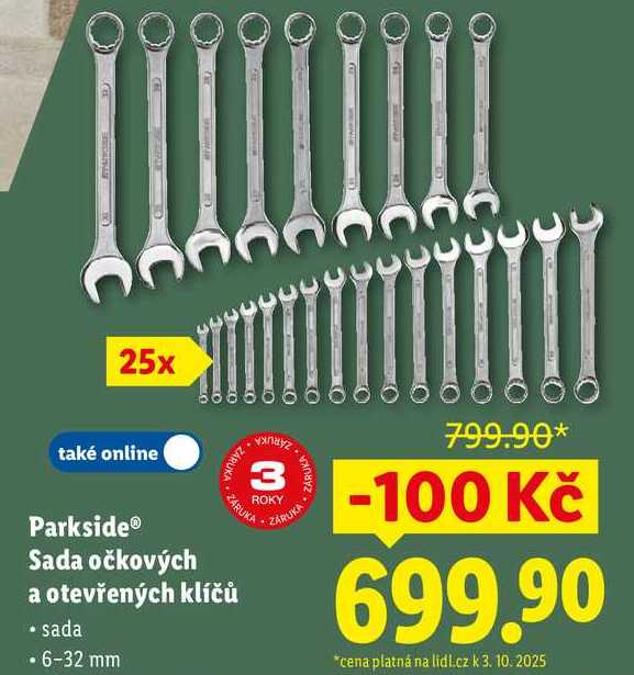 Parkside Sada očkových a otevřených klíčů