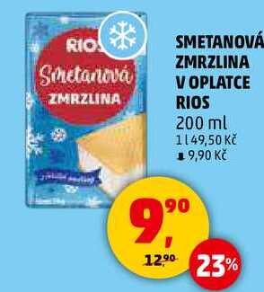 SMETANOVÁ ZMRZLINA V OPLATCE RIOS, 200 ml