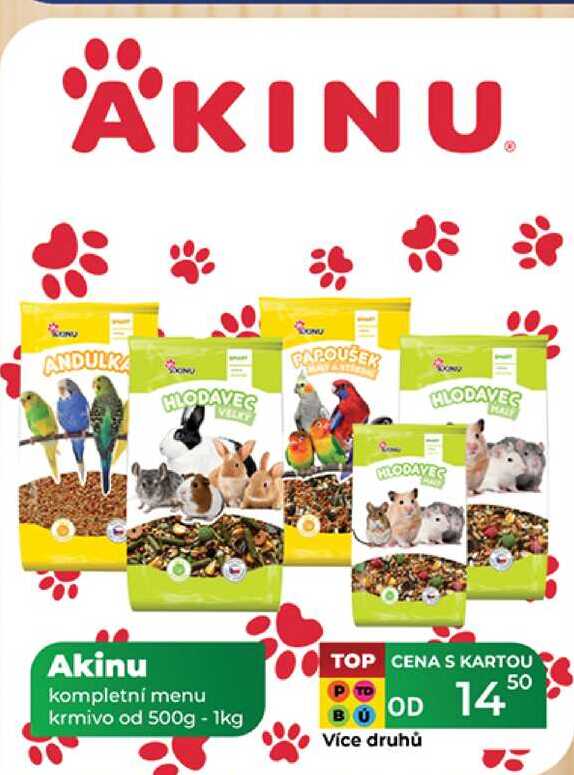 Akinu kompletní menu krmivo od 500g - 1kg 