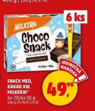 SNACK MED, KAKAO XXL MILKERIA, 6x 28/6x 30 g 