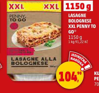 LASAGNE BOLOGNESE XXL PENNY TO GO, 1150 g 