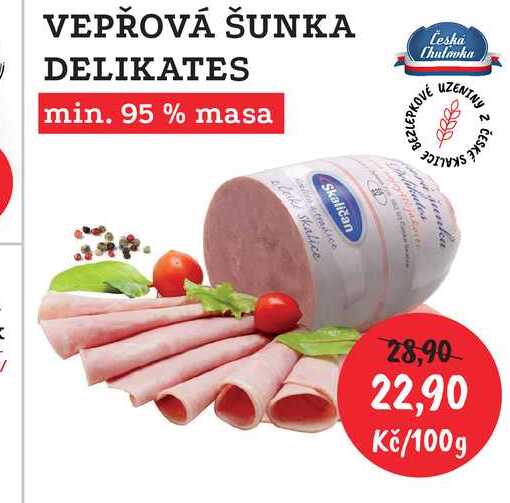 VEPŘOVÁ ŠUNKA DELIKATES min. 95 % masa 100g 
