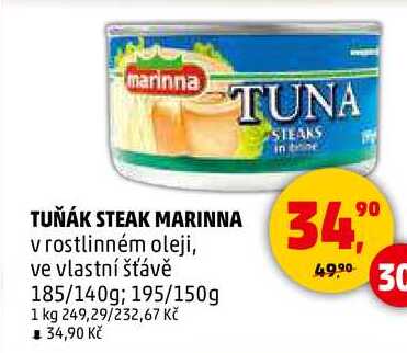 TUŇÁK STEAK MARINNA, 185/140 g 