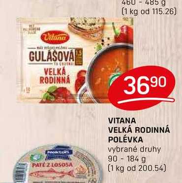 VITANA VELKÁ RODINNÁ POLÉVKA vybrané druhy 90-184 g  