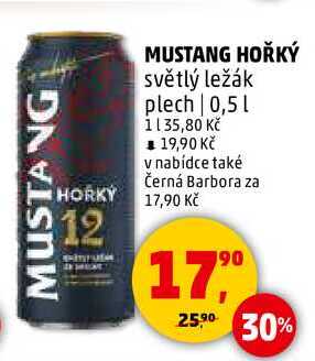 MUSTANG HOŘKÝ světlý ležák plech, 0,5 l v akci