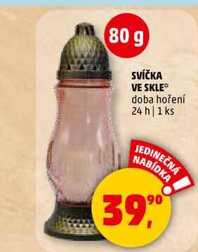 SVÍČKA VE SKLE doba hoření 24 h, 1 ks 