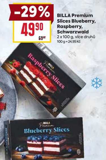 BILLA Premium Slices Blueberry, Raspberry, Schwarzwald 2 x 100 g