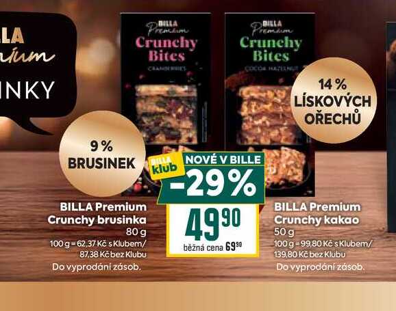 BILLA Premium Crunchy brusinka 80 g 