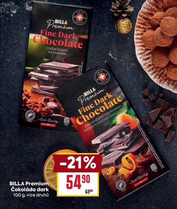 BILLA Premium Čokoláda dark 100 g