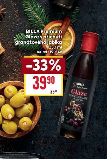 BILLA Premium Glaze s příchutí granátového jablka 250 ml  