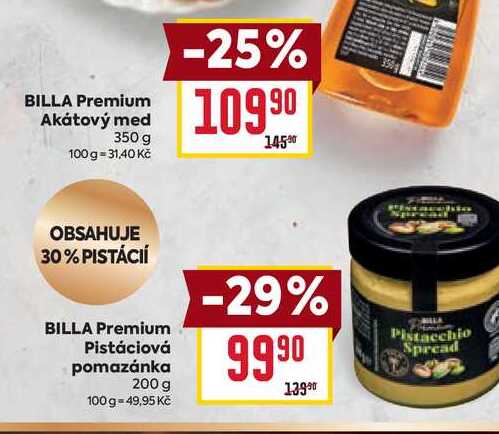 BILLA Premium Pistáciová pomazánka 200 g 