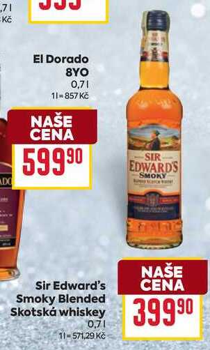 Sir Edward's Smoky Blended Skotská whiskey 0,7l
