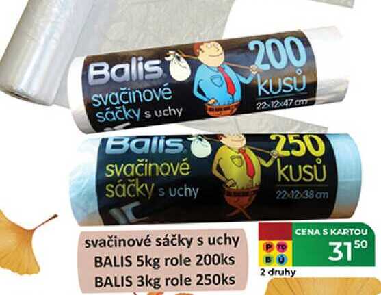 svačinové sáčky s uchy svačinové sáčky s uchy BALIS 5kg role 200ks BALIS 3kg role 250k