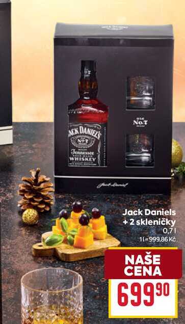 Jack Daniels + 2 skleničky 0,7l