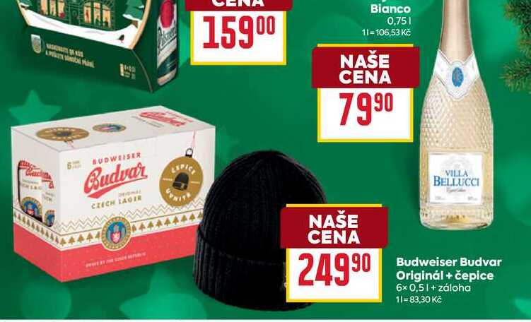 Budweiser Budvar Originál + čepice 6x 0,5l