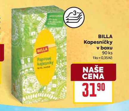BILLA Kapesníčky v boxu 90 ks