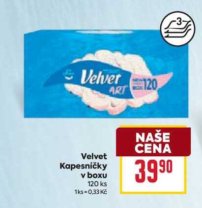 Velvet Kapesníčky v boxu 120 ks 