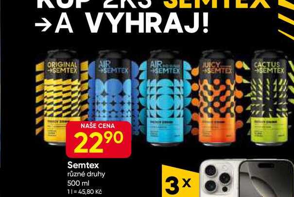 Semtex Energy 500ml, vybrané druhy