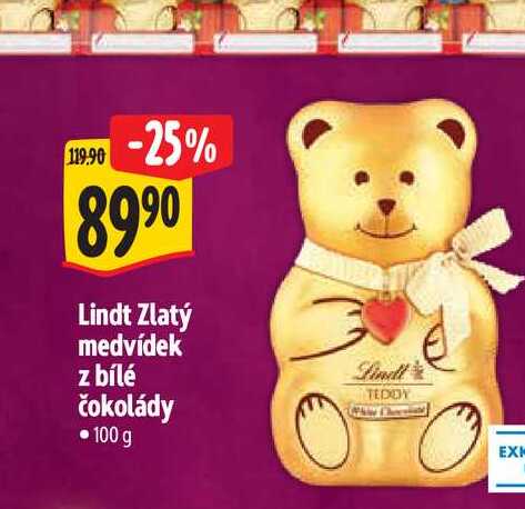   Lindt Zlatý medvídek z bílé čokolády 100 g