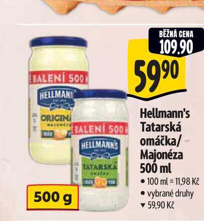   Hellmann's Tatarská omáčka/ Majonéza  500 g