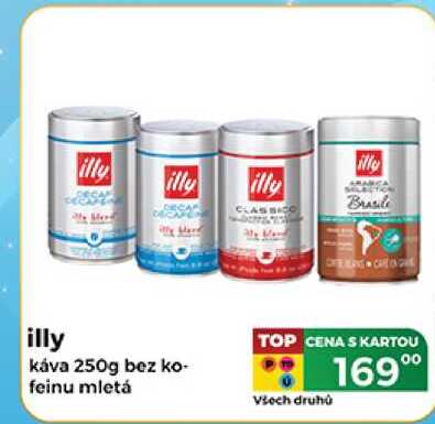 illy káva 250g bez kofeinu mletá