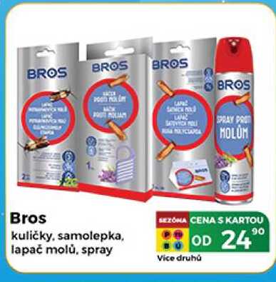 BROS kuličky, samolepka, lapač molů, spray