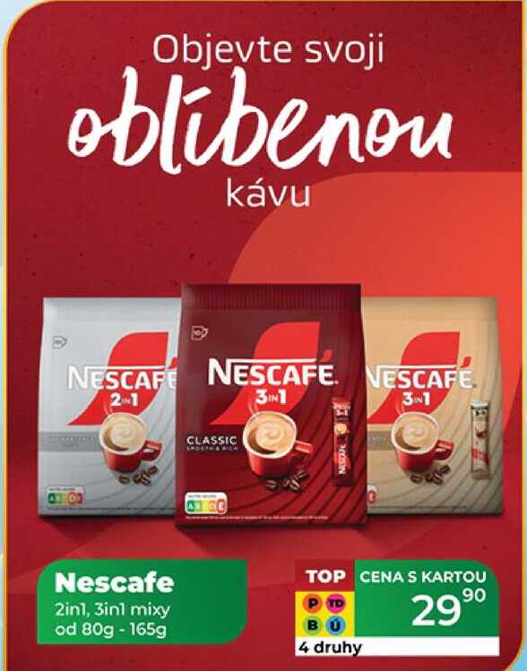 Nescafe 2in1, 3in1 mixy od 80g - 165g