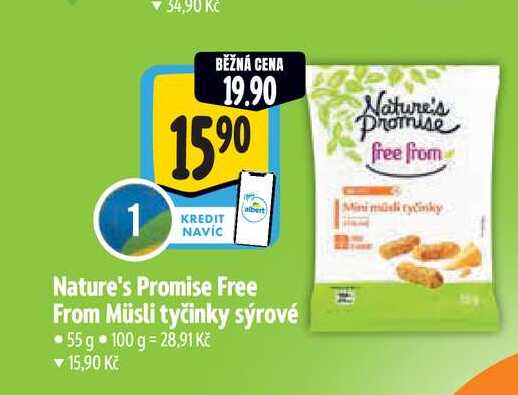   Nature's Promise Free From Müsli tyčinky sýrové 55 g 