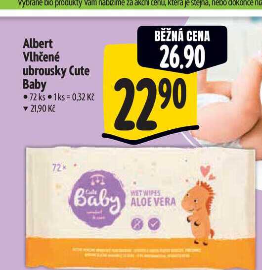   Albert Vlhčené ubrousky Cute Baby 72 ks  