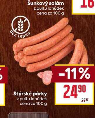 Štýrské párky z pultu lahůdek cena za 100 g 