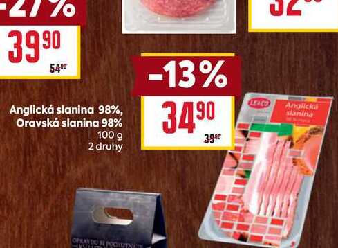 Anglická slanina 98%, Oravská slanina 98% 100 g 