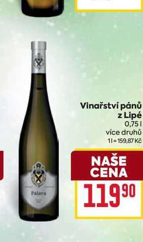 Palava Vinařství pánů z Lipé 0,75l