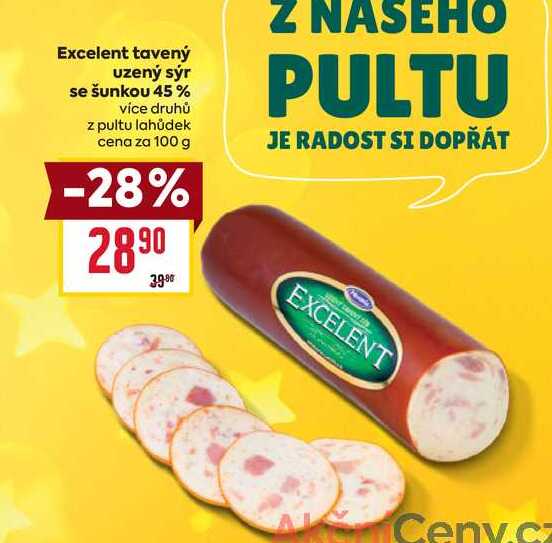 Excelent tavený uzený sýr se šunkou 45% 100g