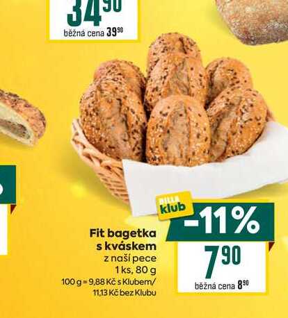 Fit bagetka s kváskem z naší pece 1ks, 80 g 
