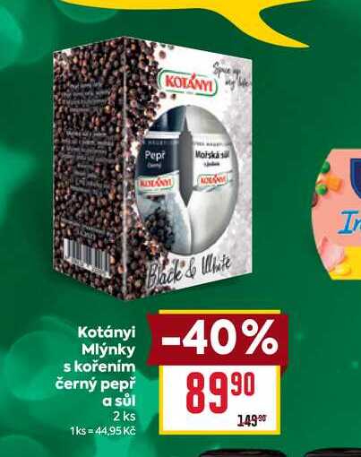 Mlýnky s kořením černý pepř a sůl 2 ks