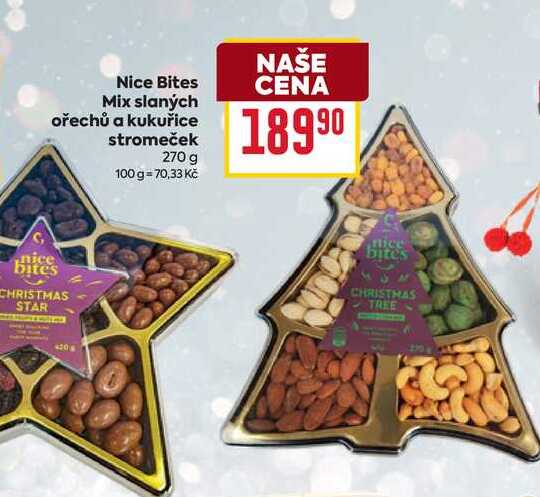 Nice Bites Mix slaných ořechů a kukuřice stromeček 270 g 