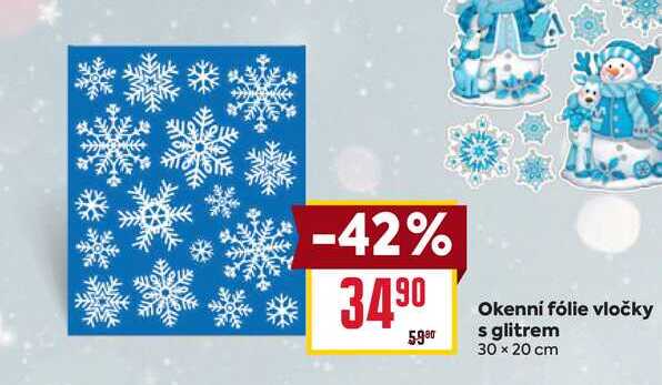 Okenní fólie vločky s glitrem 30 x 20 cm